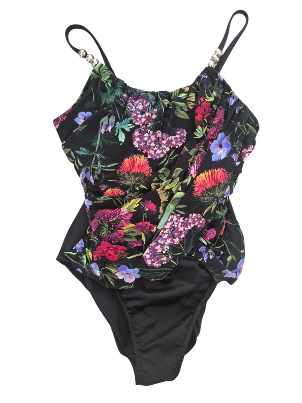 Magicsuit Black Floral Kids One-Piece Swimsuit with Multicolor Garden Print